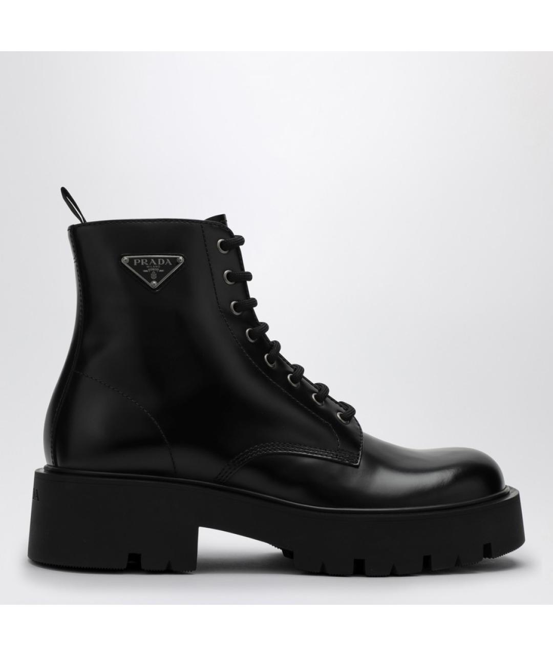 PRADA Черные кожаные высокие ботинки, фото 4