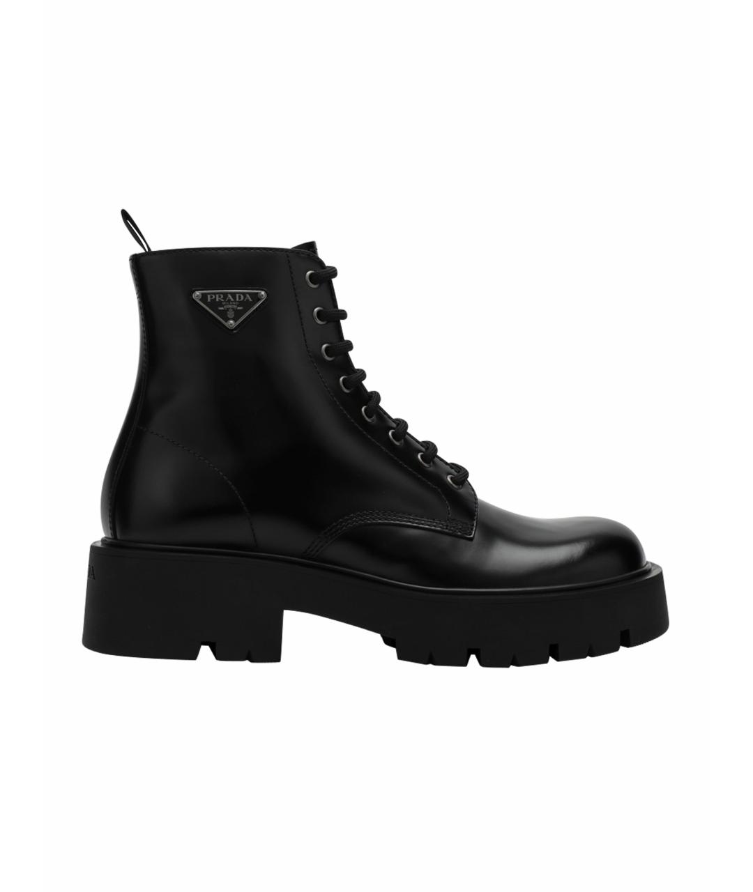 PRADA Черные кожаные высокие ботинки, фото 1