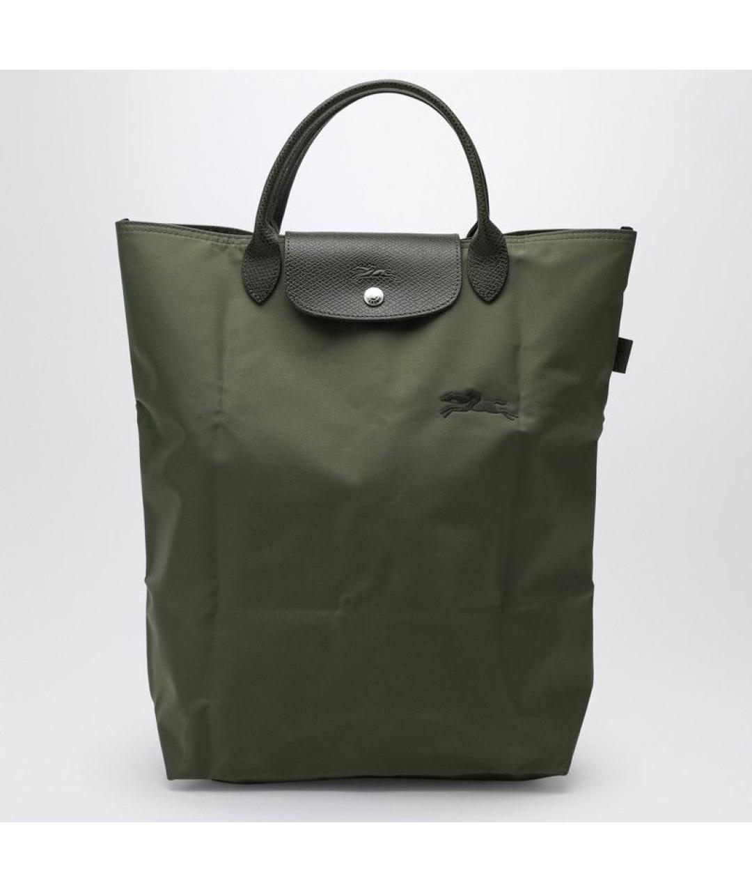 LONGCHAMP Зеленая синтетическая сумка тоут, фото 3