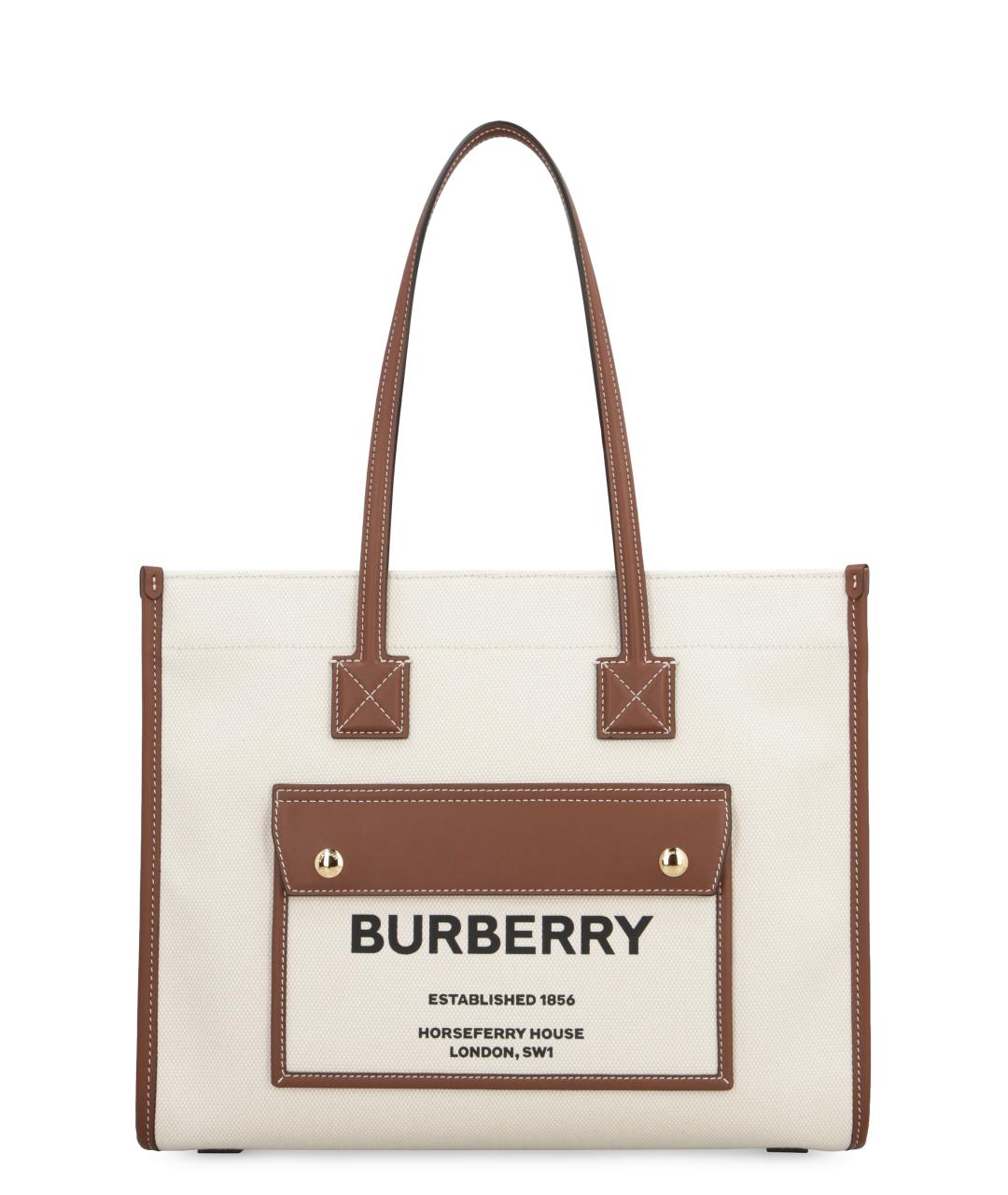 BURBERRY Бежевая хлопковая сумка тоут, фото 2