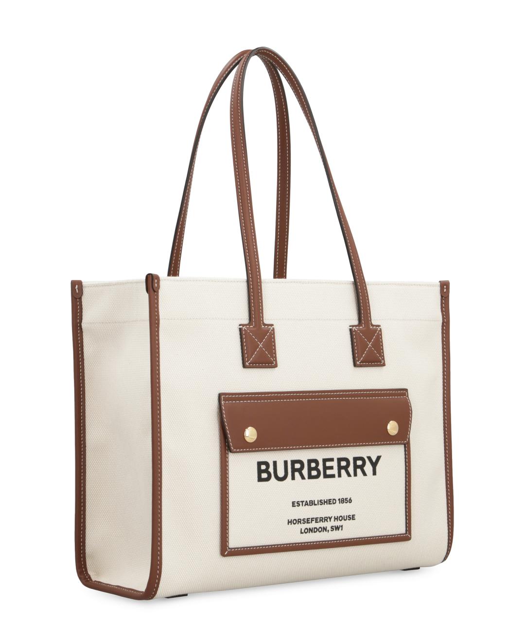 BURBERRY Бежевая хлопковая сумка тоут, фото 3