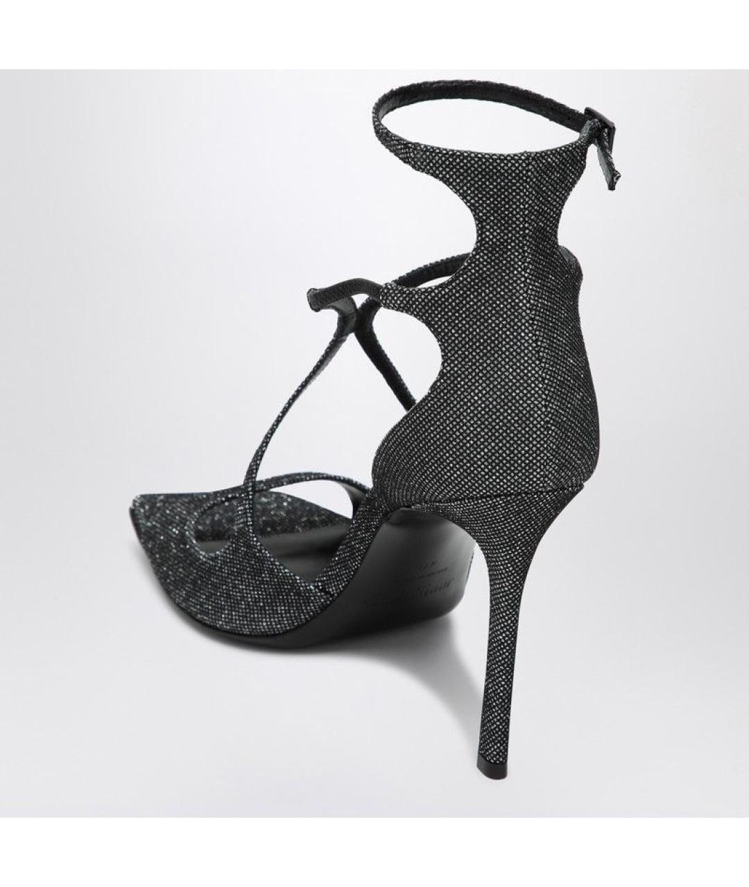 JIMMY CHOO Черные кожаные босоножки, фото 3