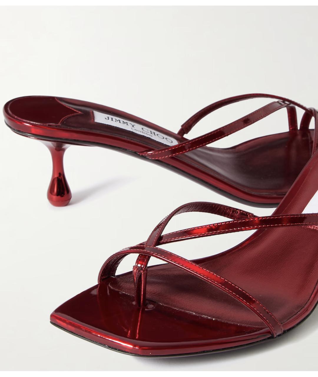 JIMMY CHOO Бордовые кожаные сандалии, фото 5