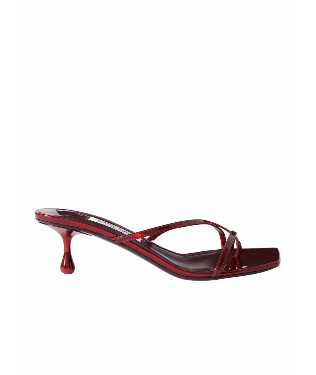 JIMMY CHOO Бордовые кожаные сандалии, фото 1
