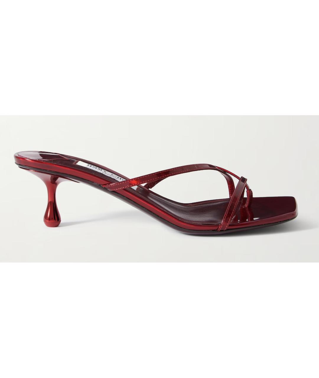 JIMMY CHOO Бордовые кожаные сандалии, фото 6