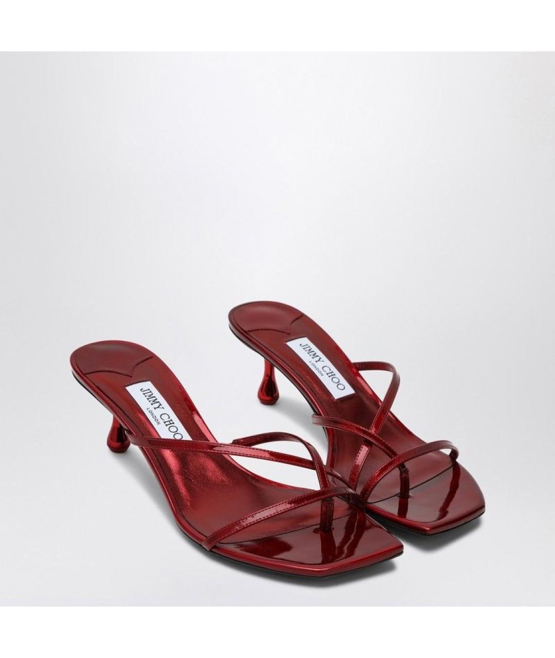 JIMMY CHOO Бордовые кожаные сандалии, фото 2