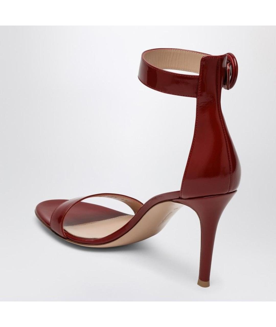 GIANVITO ROSSI Красные кожаные босоножки, фото 3