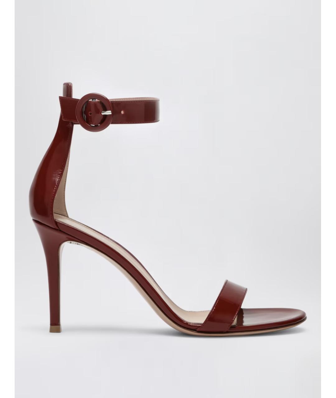 GIANVITO ROSSI Красные кожаные босоножки, фото 4