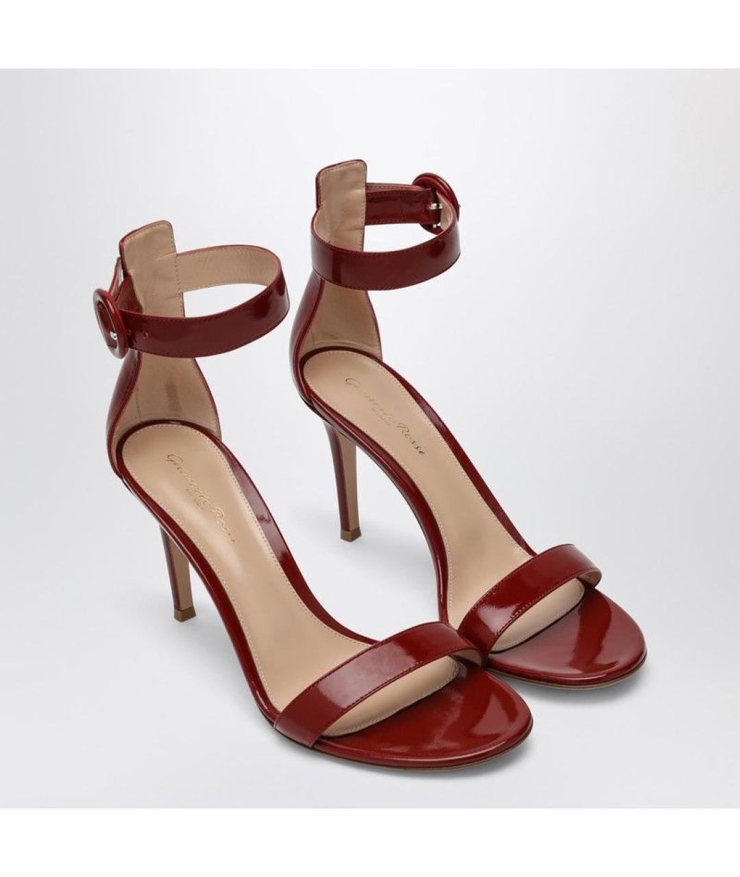 GIANVITO ROSSI Красные кожаные босоножки, фото 2