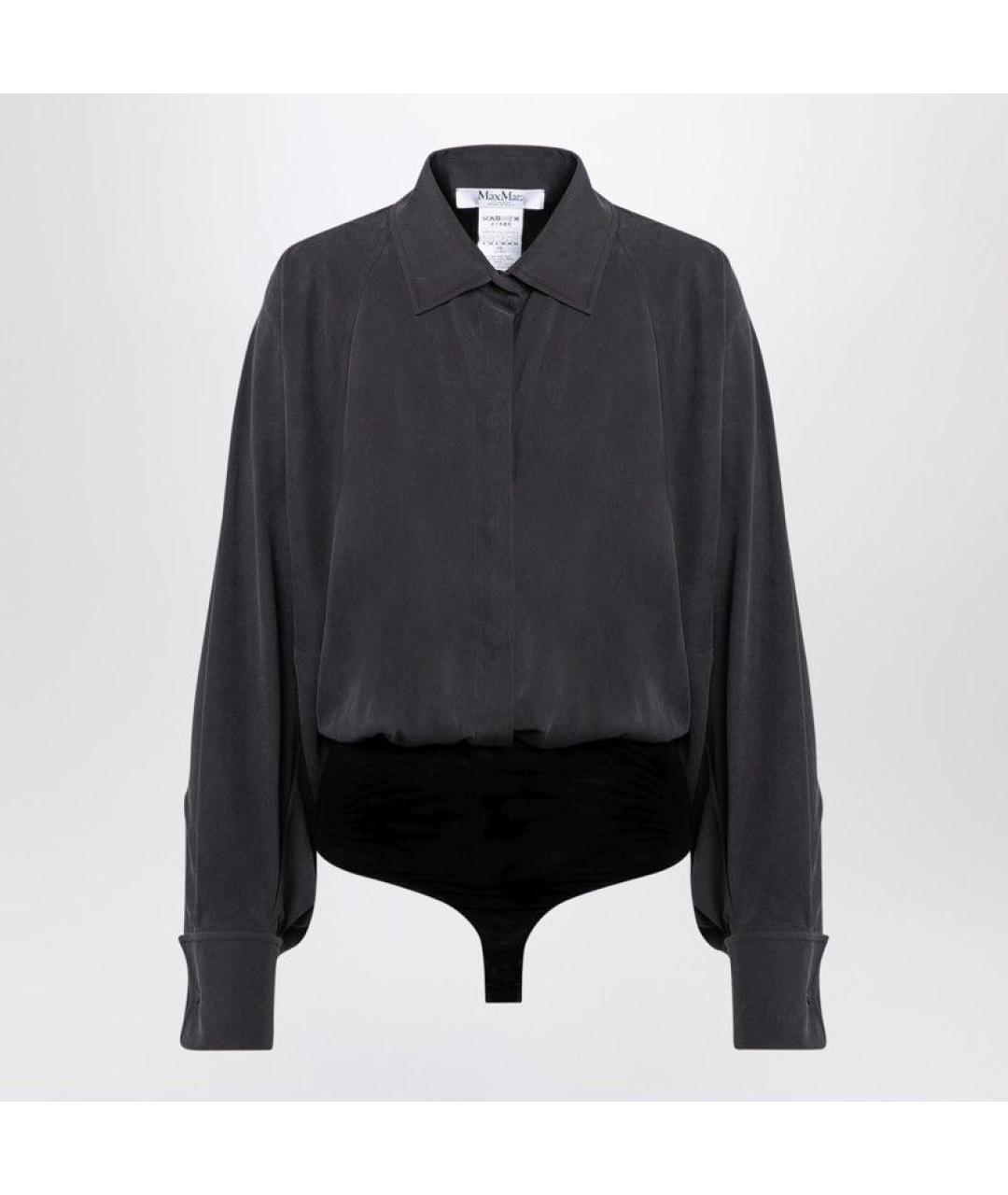 MAX MARA Антрацитовая шелковая рубашка, фото 3