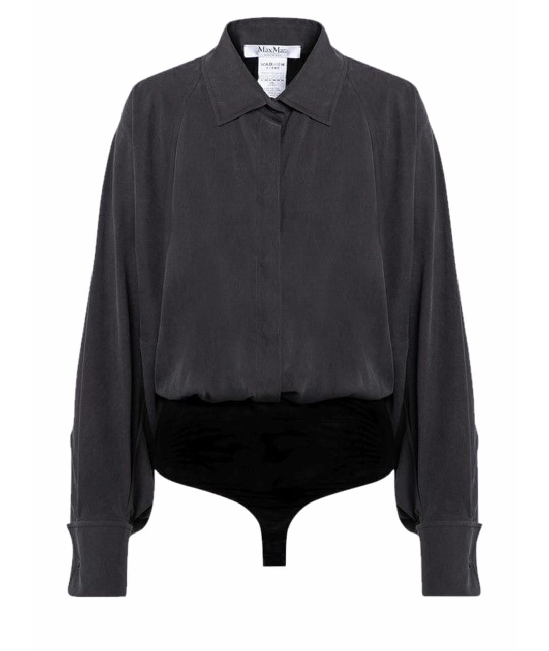 MAX MARA Антрацитовая шелковая рубашка, фото 1