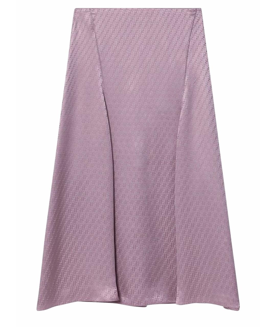 FENDI Фиолетовая шелковая юбка миди, фото 1