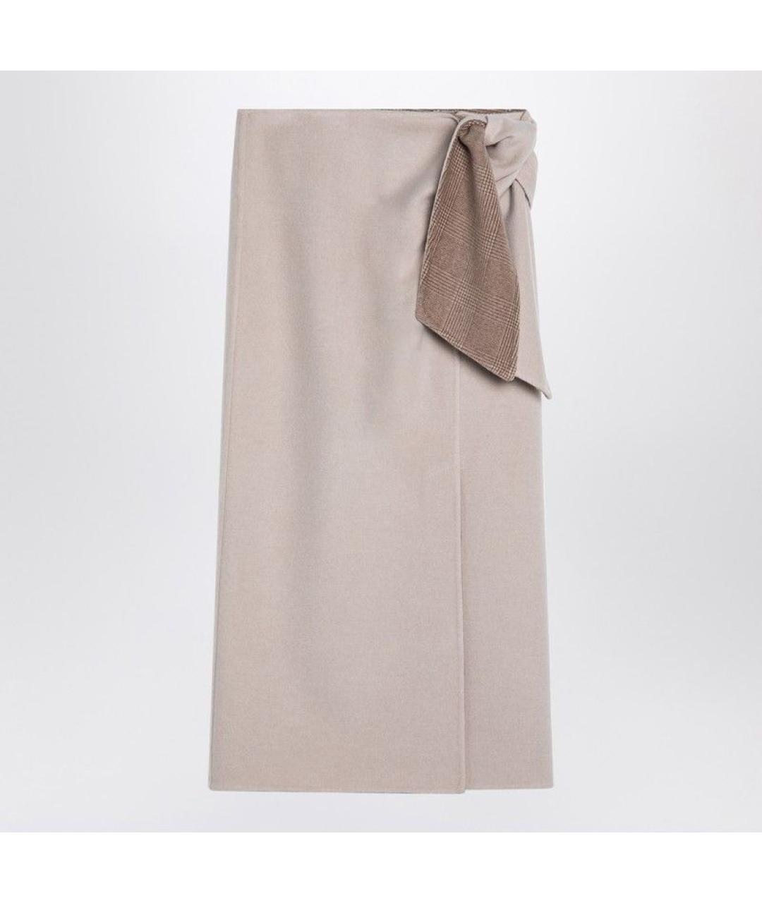 MAX MARA Бежевая шерстяная юбка миди, фото 3