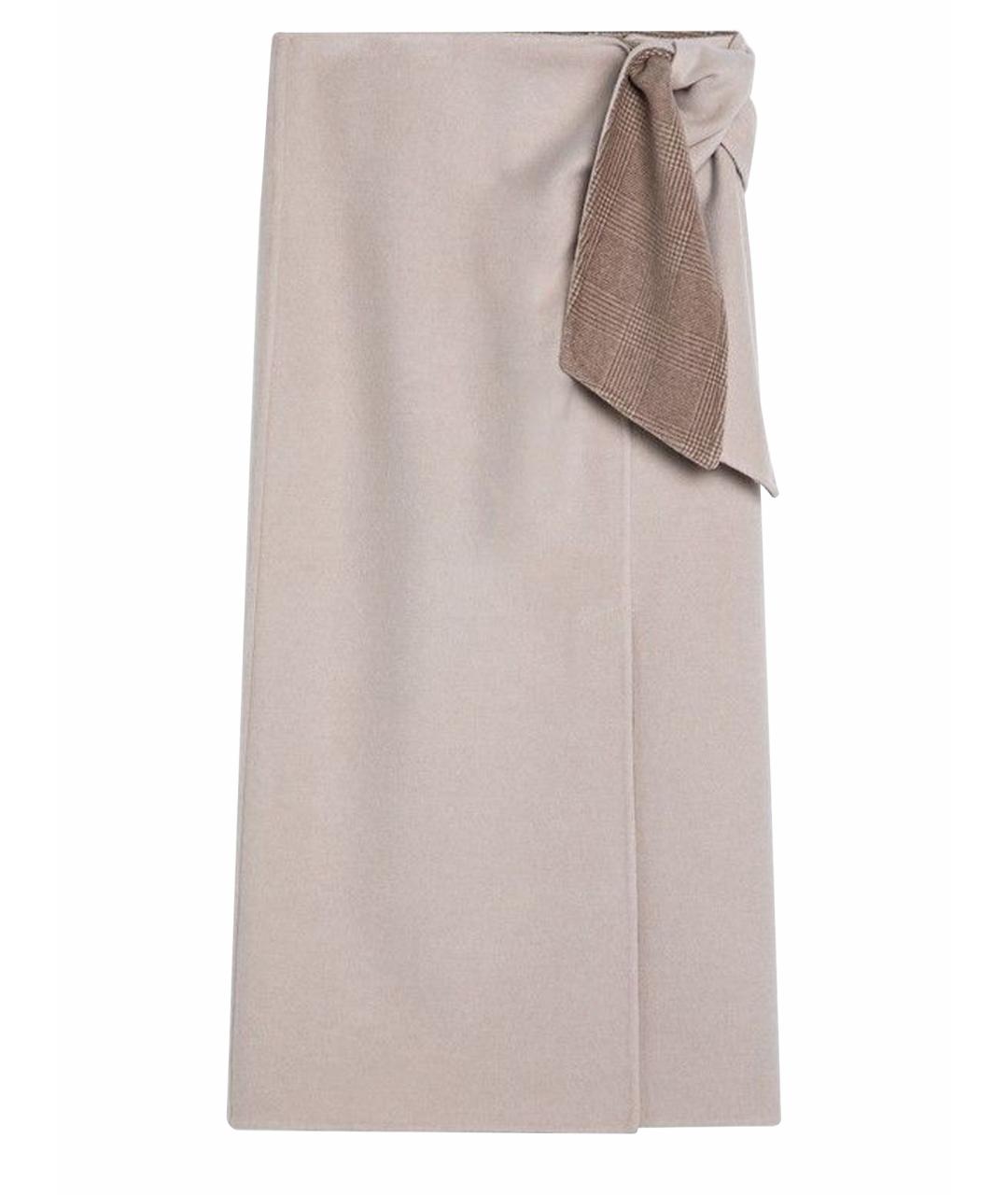 MAX MARA Бежевая шерстяная юбка миди, фото 1