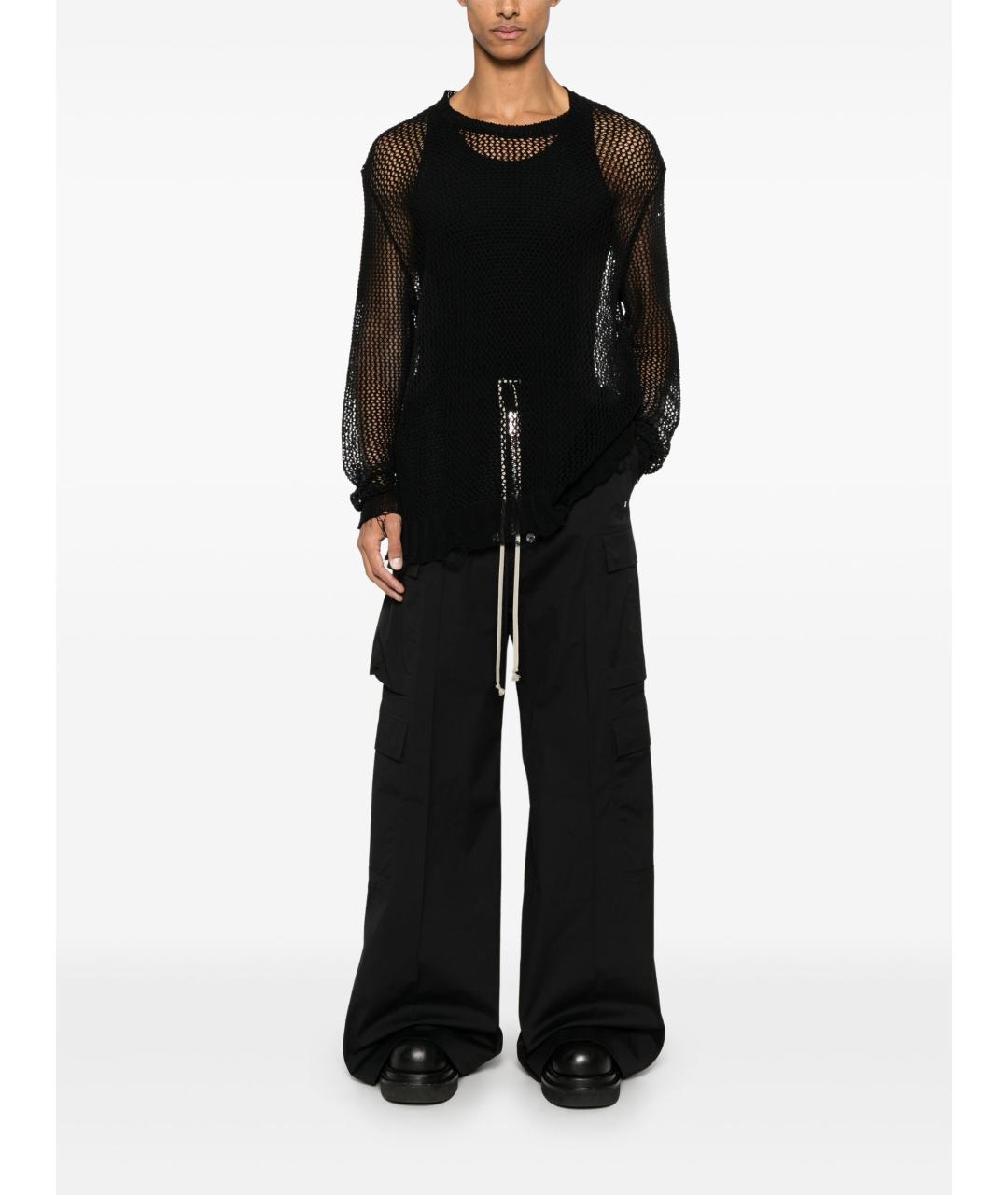 RICK OWENS Черные хлопковые повседневные брюки, фото 3