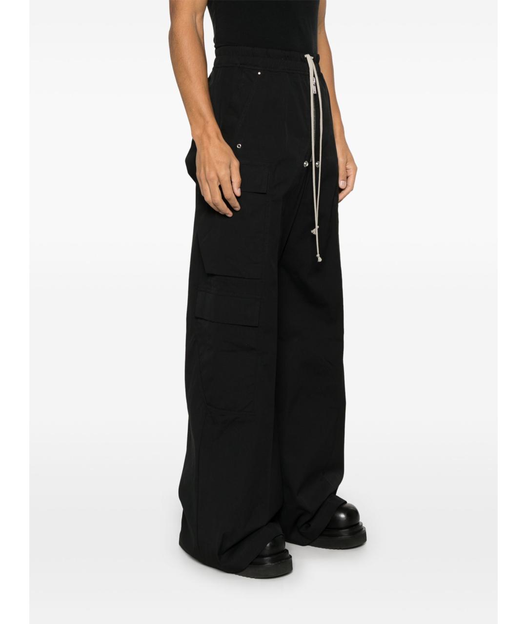 RICK OWENS Черные хлопковые повседневные брюки, фото 4