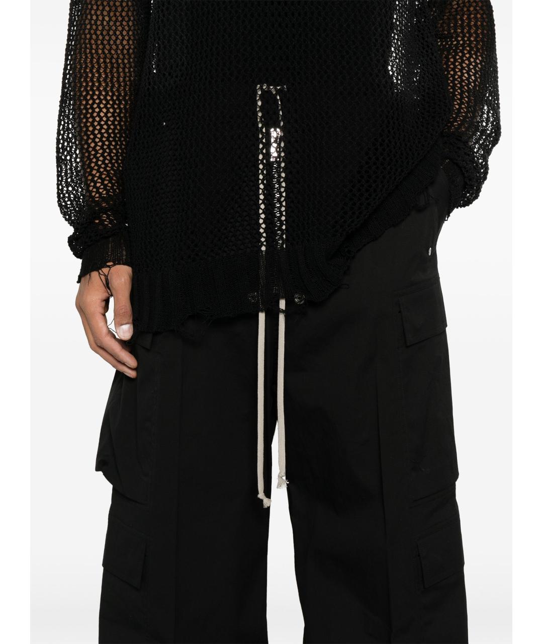 RICK OWENS Черные хлопковые повседневные брюки, фото 2