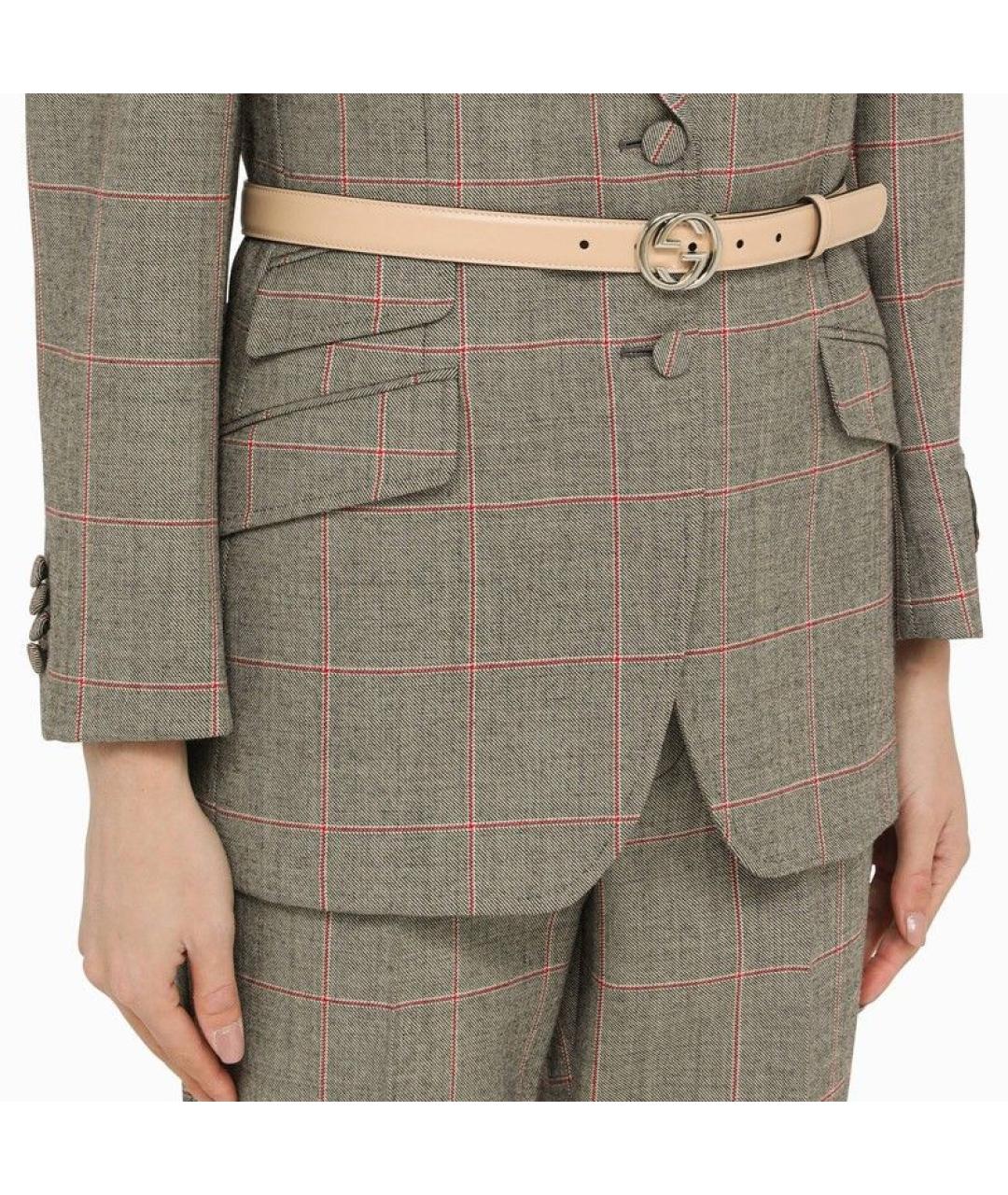 GUCCI Бежевый кожаный ремень, фото 2