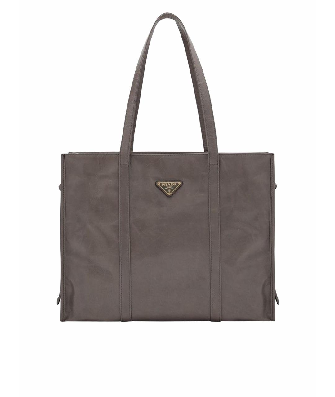 PRADA Серая кожаная сумка тоут, фото 1