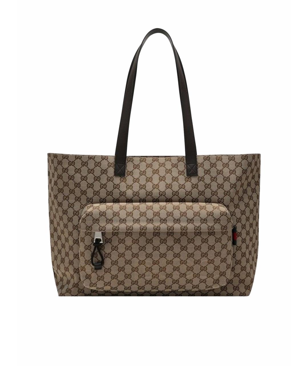 GUCCI Бежевая тканевая сумка тоут, фото 1