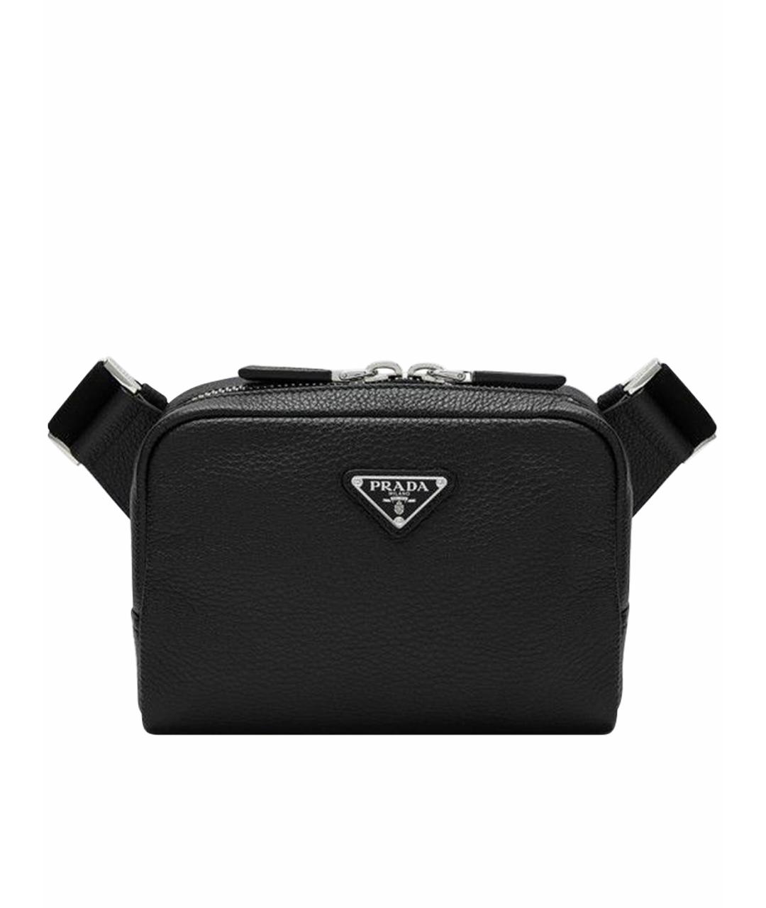 PRADA Черная кожаная поясная сумка, фото 1