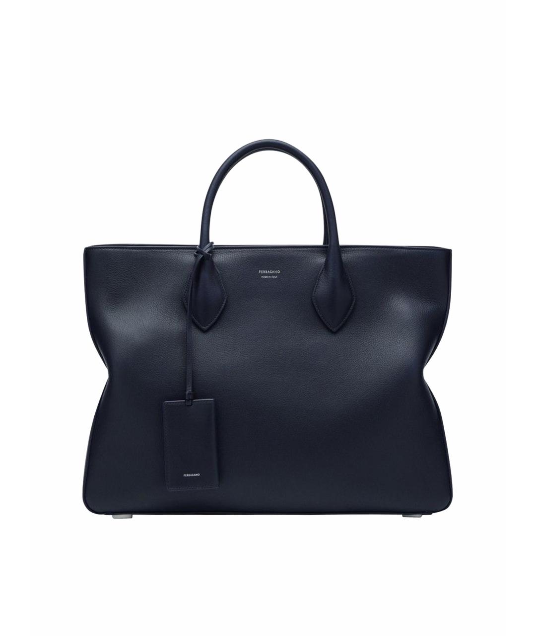 FERRAGAMO Синяя кожаная сумка тоут, фото 1