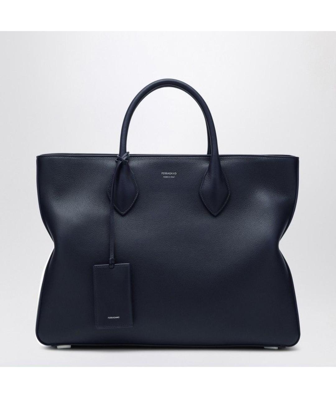 FERRAGAMO Синяя кожаная сумка тоут, фото 3