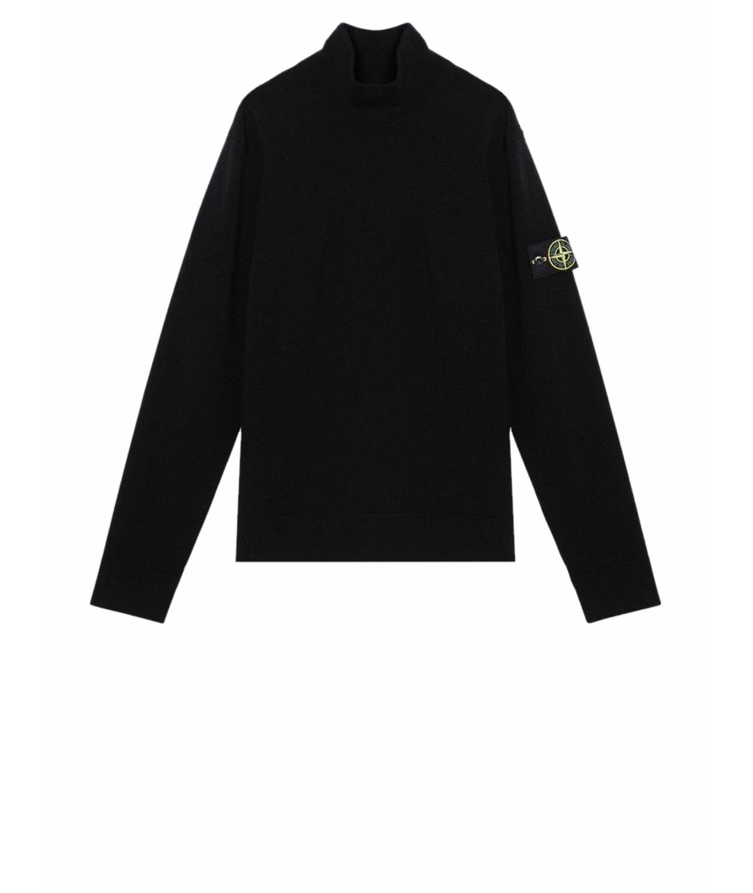 STONE ISLAND Черная шерстяная водолазка, фото 1