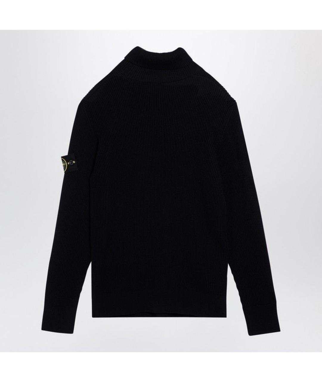 STONE ISLAND Темно-синяя шерстяная водолазка, фото 2