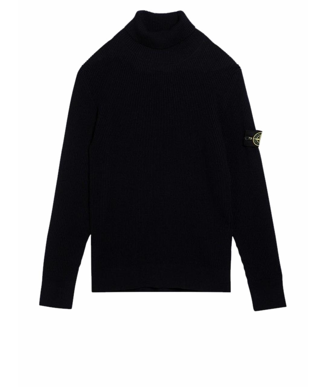 STONE ISLAND Темно-синяя шерстяная водолазка, фото 1