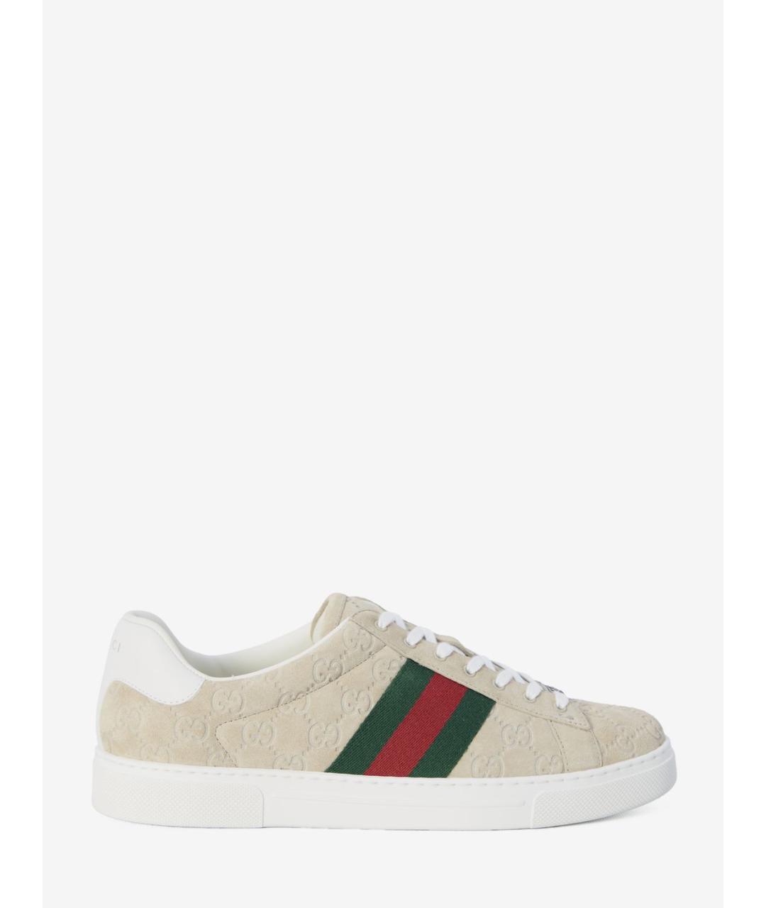 GUCCI Бежевые замшевые низкие кроссовки / кеды, фото 6
