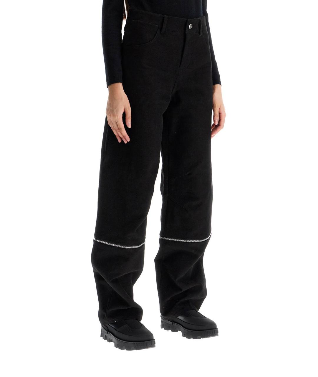 MONCLER Черные хлопковые прямые брюки, фото 2
