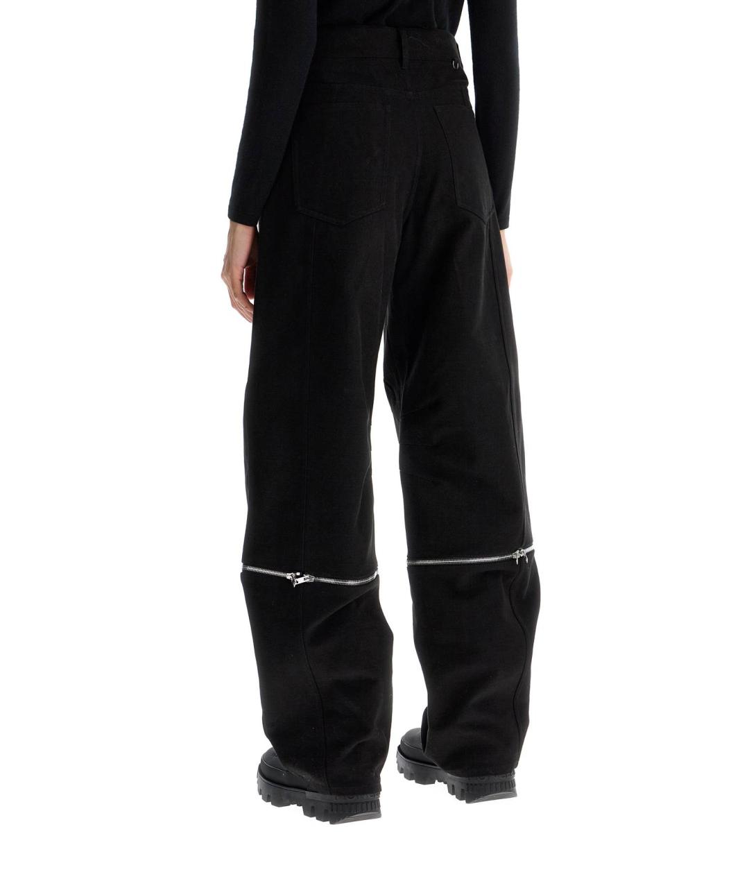 MONCLER Черные хлопковые прямые брюки, фото 3