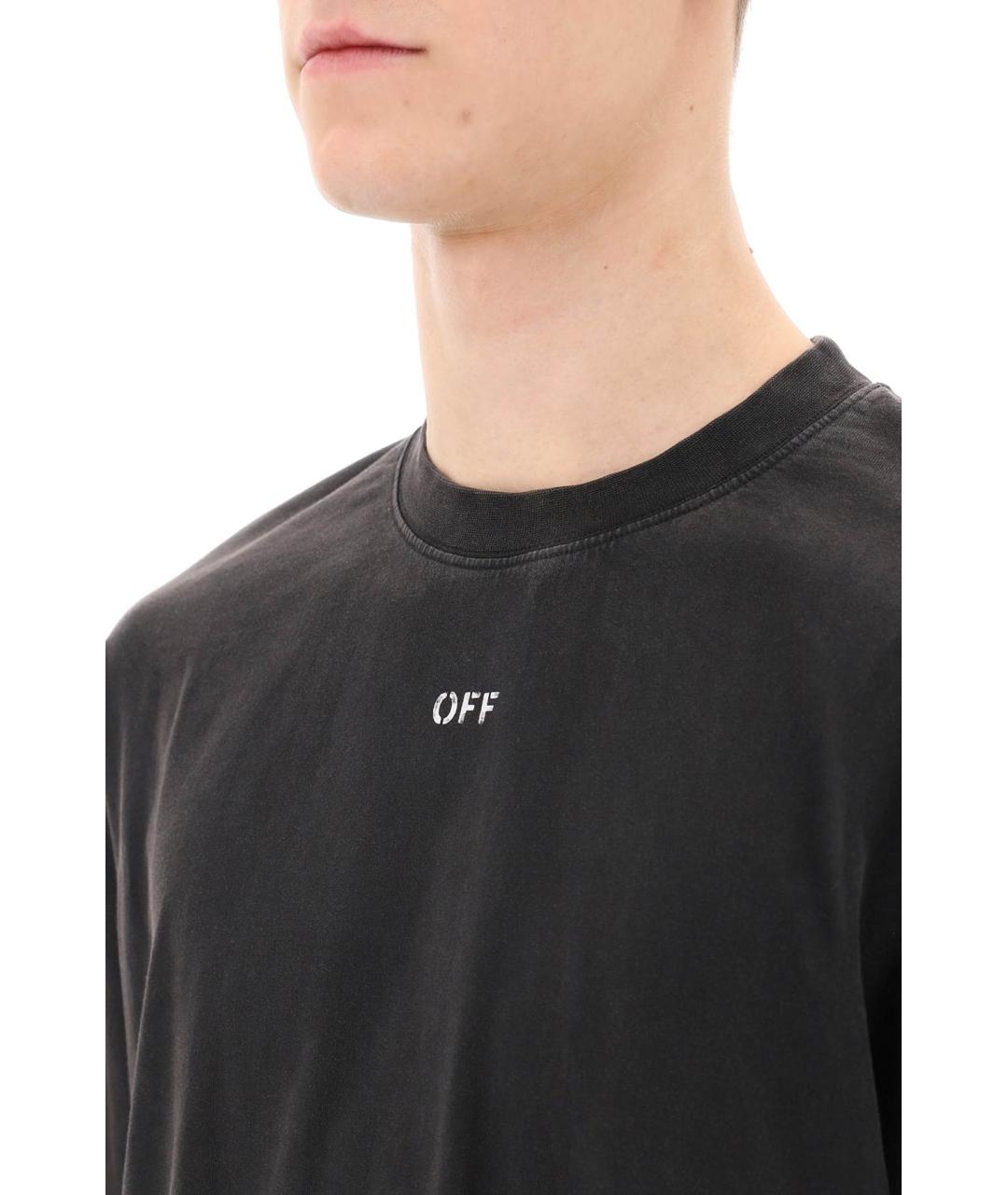 OFF-WHITE Черная хлопковая футболка, фото 4