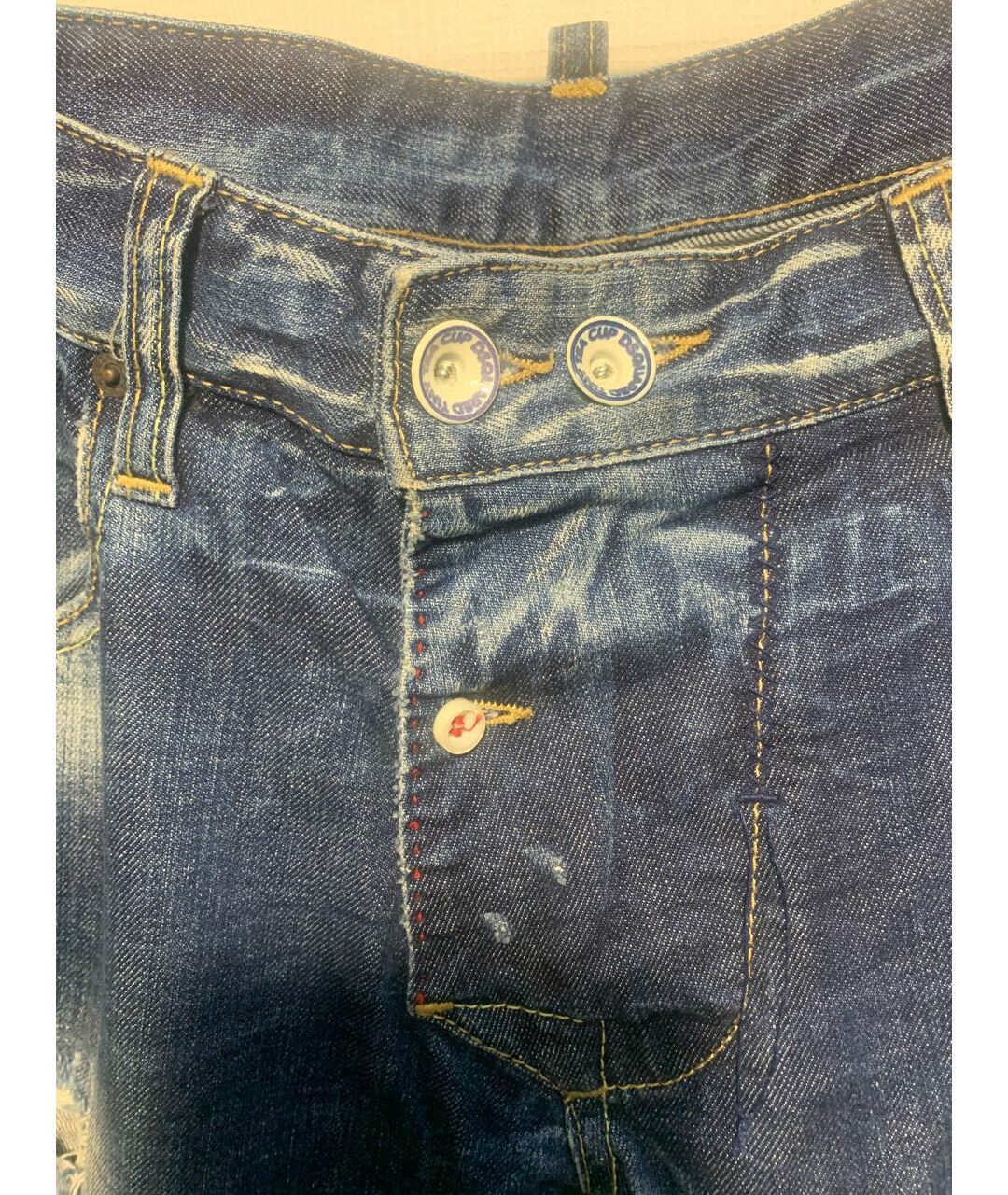 DSQUARED2 Синие хлопковые прямые джинсы, фото 3