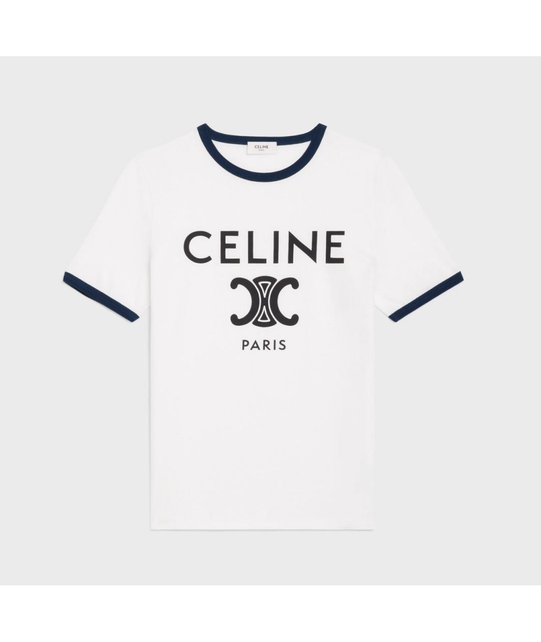 CELINE Белая хлопковая футболка, фото 4