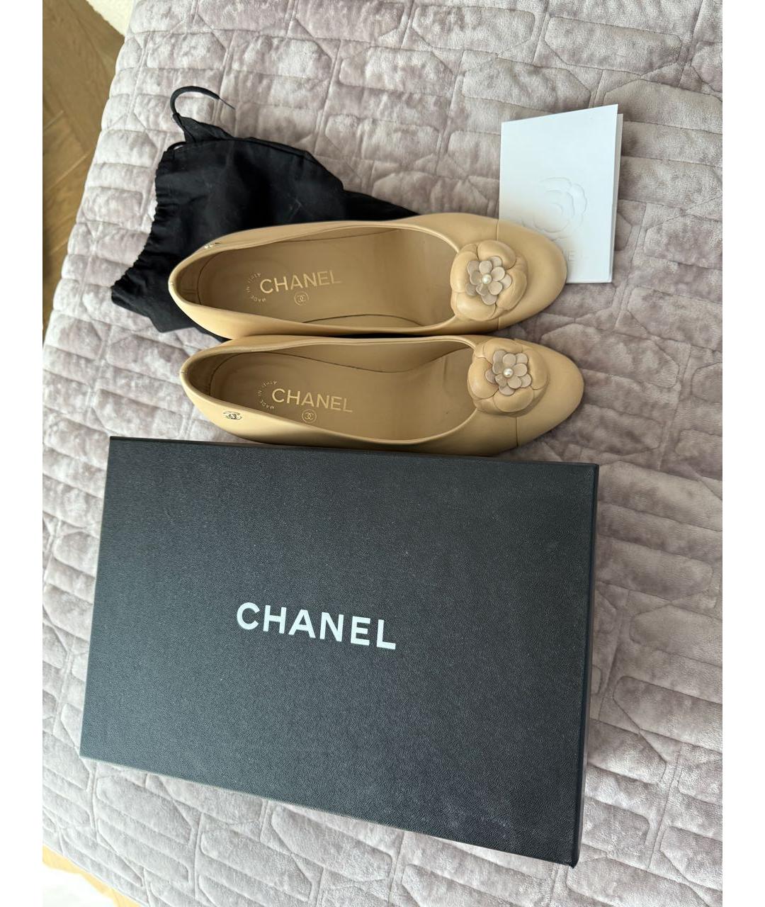 CHANEL Бежевые кожаные туфли, фото 5