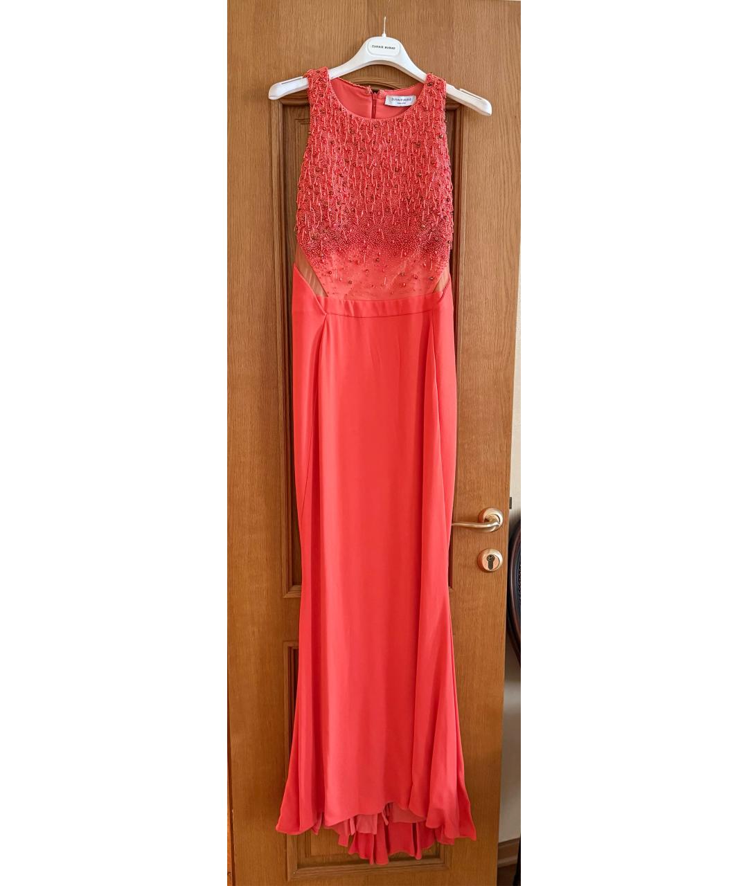 ZUHAIR MURAD Коралловое вискозное вечернее платье, фото 5