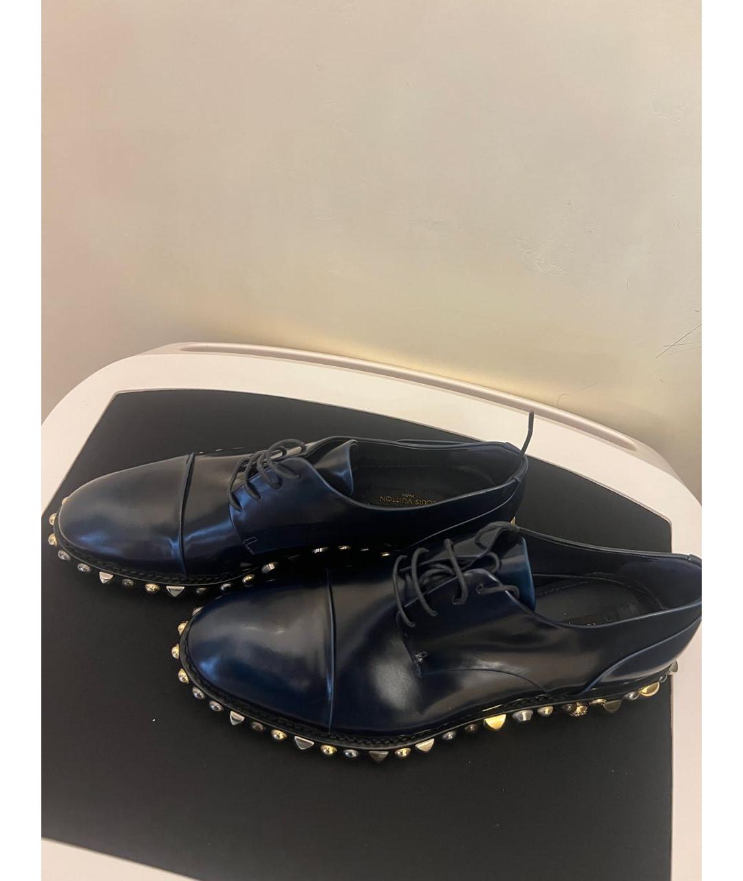 LOUIS VUITTON Темно-синие кожаные брогги и оксфорды, фото 5