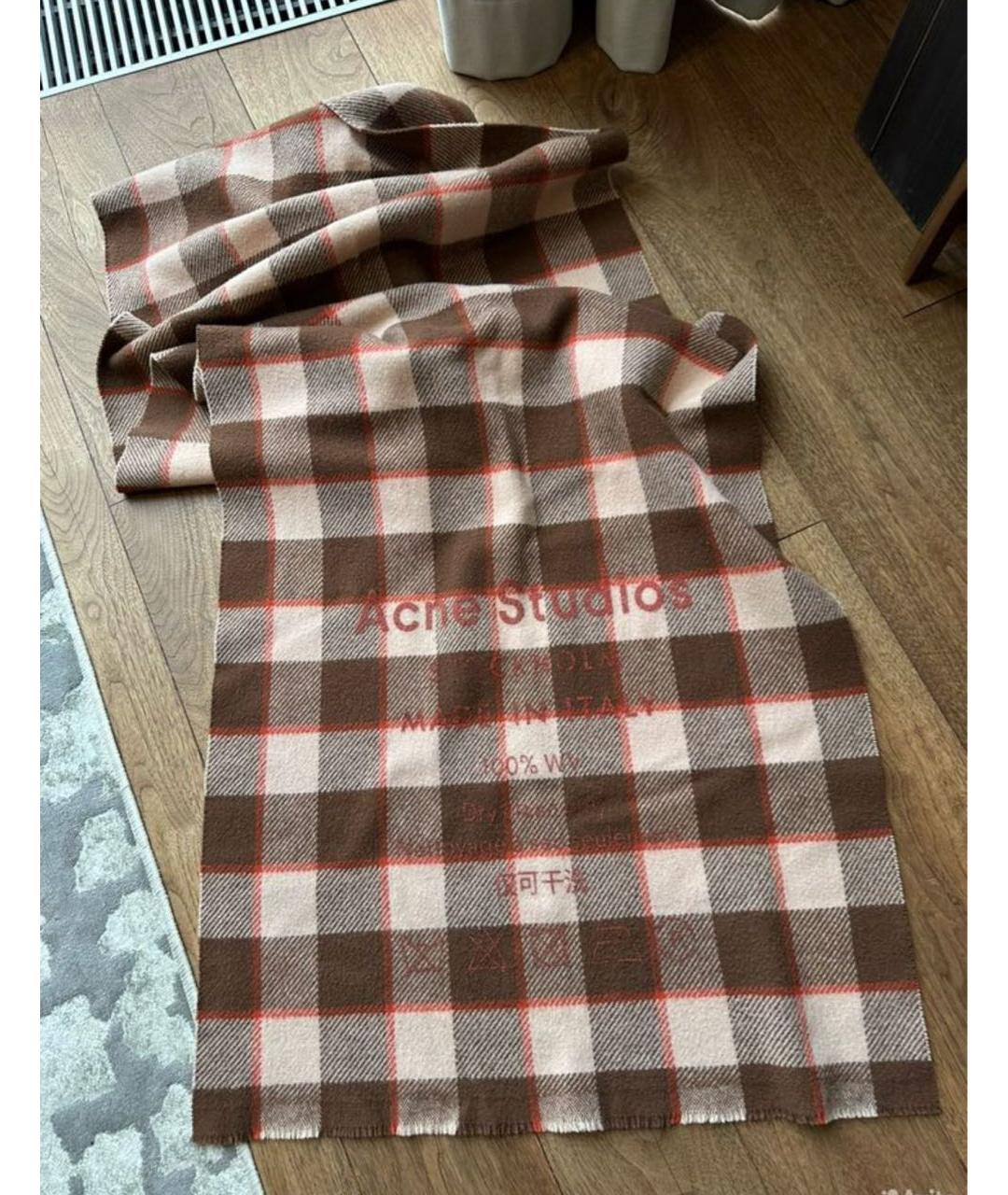 ACNE STUDIOS Коричневый шерстяной шарф, фото 4
