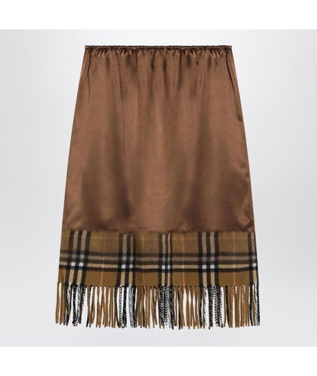 BURBERRY Коричневая вискозная юбка миди, фото 3