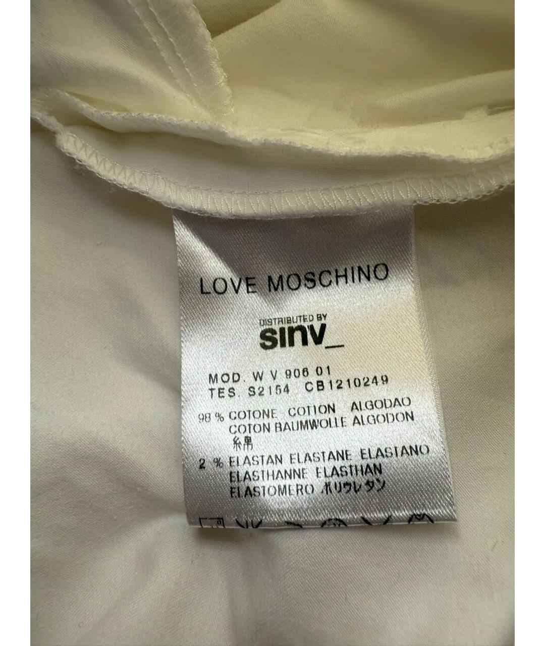 LOVE MOSCHINO Белое хлопко-эластановое повседневное платье, фото 3