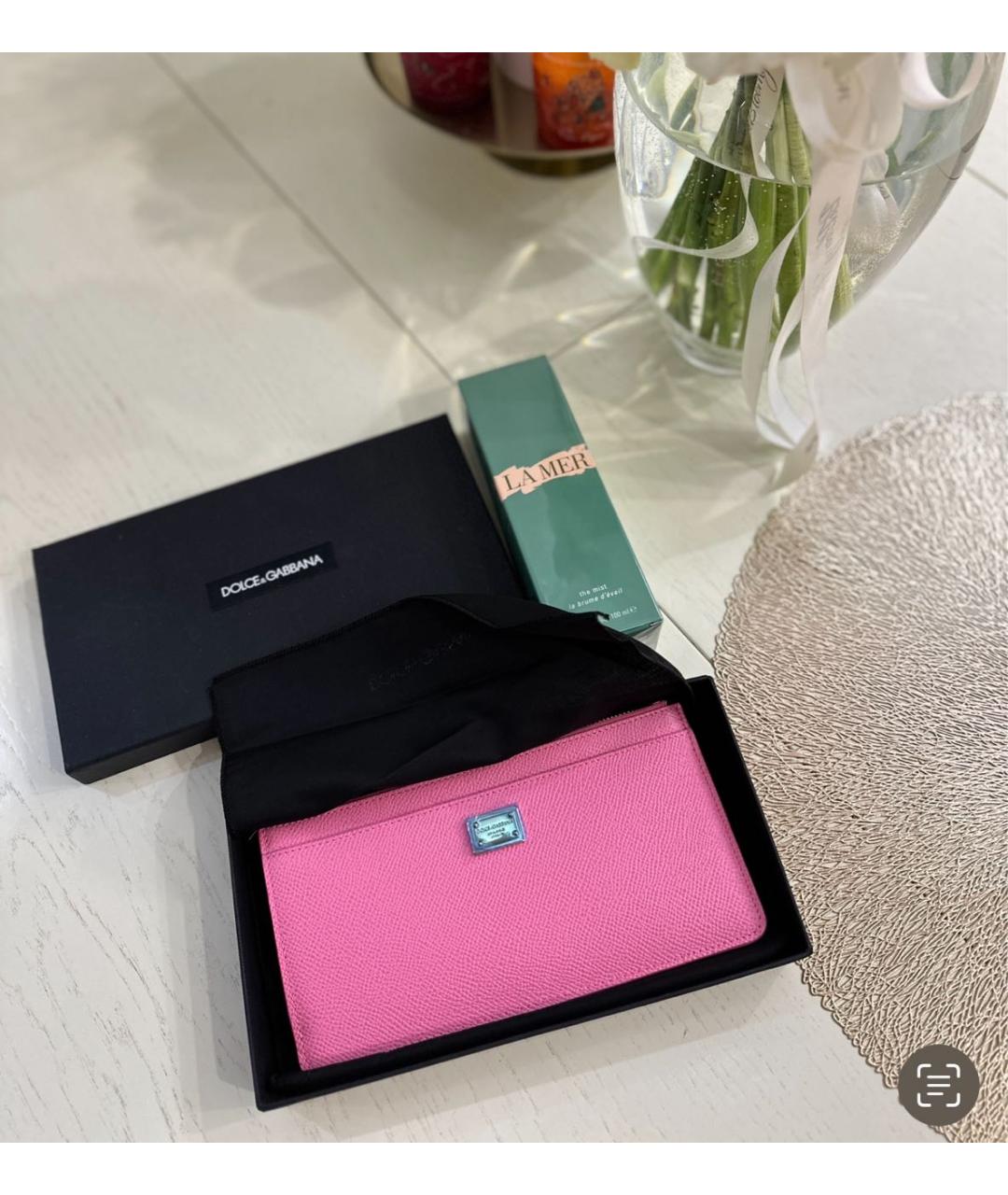 DOLCE&GABBANA Розовый кожаный кошелек, фото 2