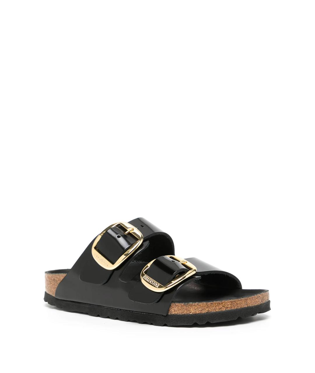BIRKENSTOCK Черные кожаные шлепанцы, фото 2