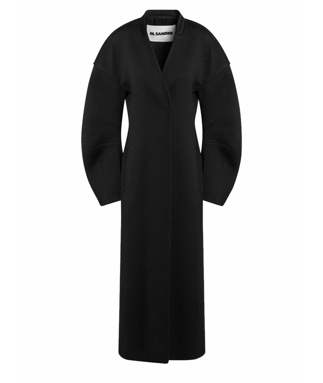 JIL SANDER Черное шерстяное пальто, фото 1