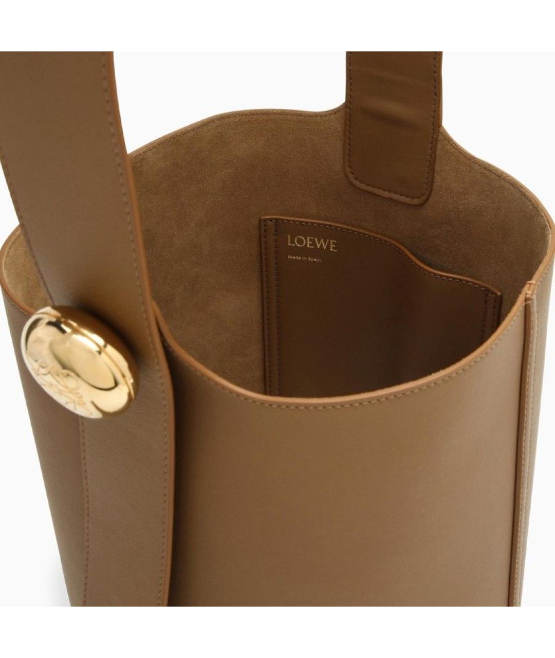 LOEWE Коричневая кожаная сумка с короткими ручками, фото 4