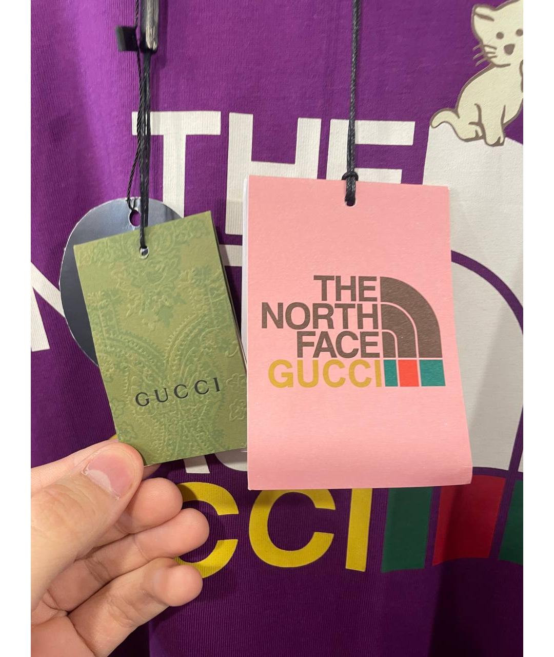 GUCCI Фиолетовая хлопковая футболка, фото 7