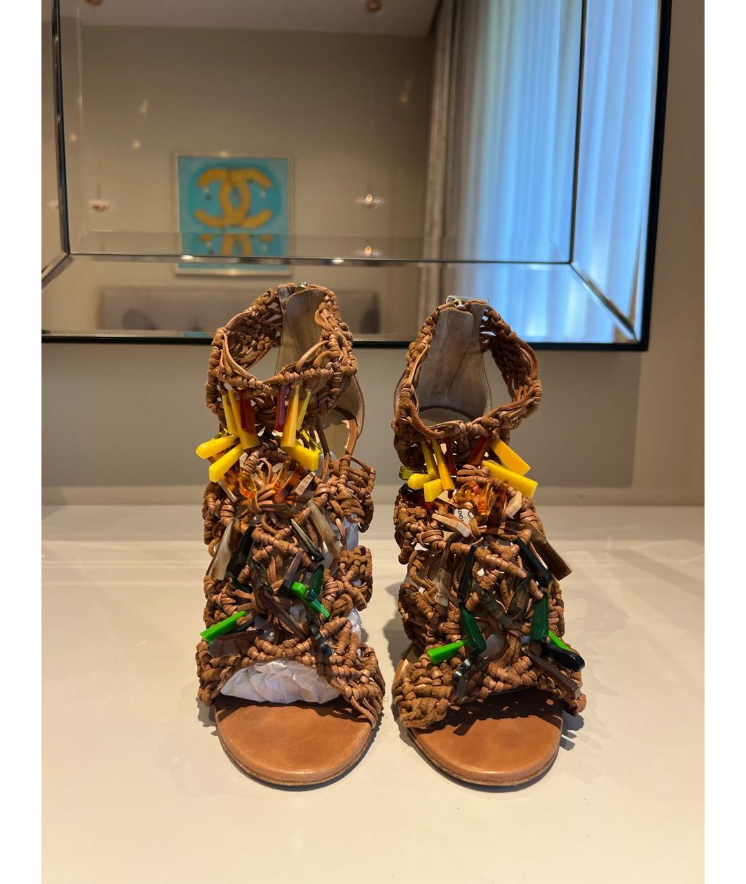 JIMMY CHOO Коричневые кожаные босоножки, фото 2