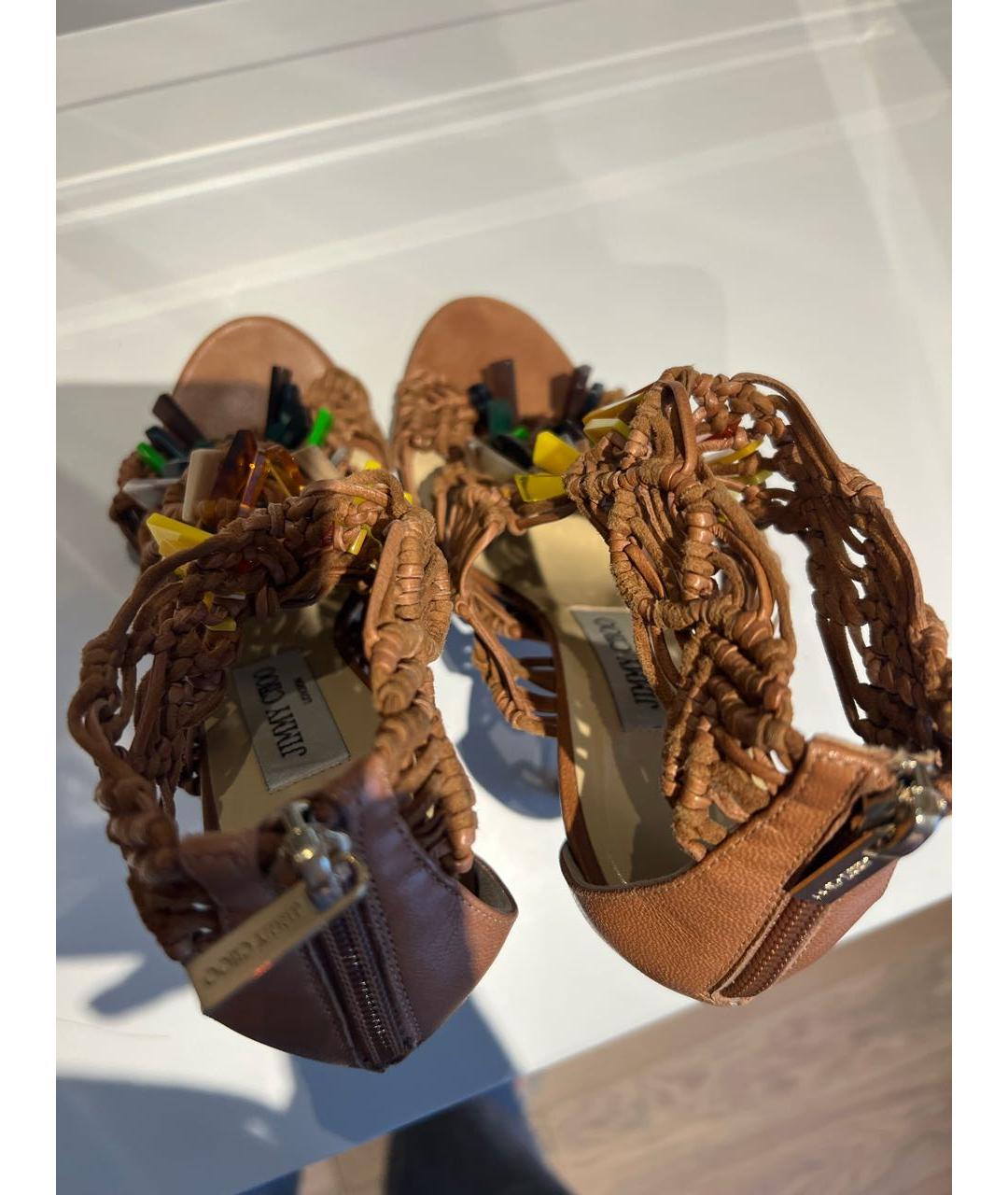 JIMMY CHOO Коричневые кожаные босоножки, фото 3