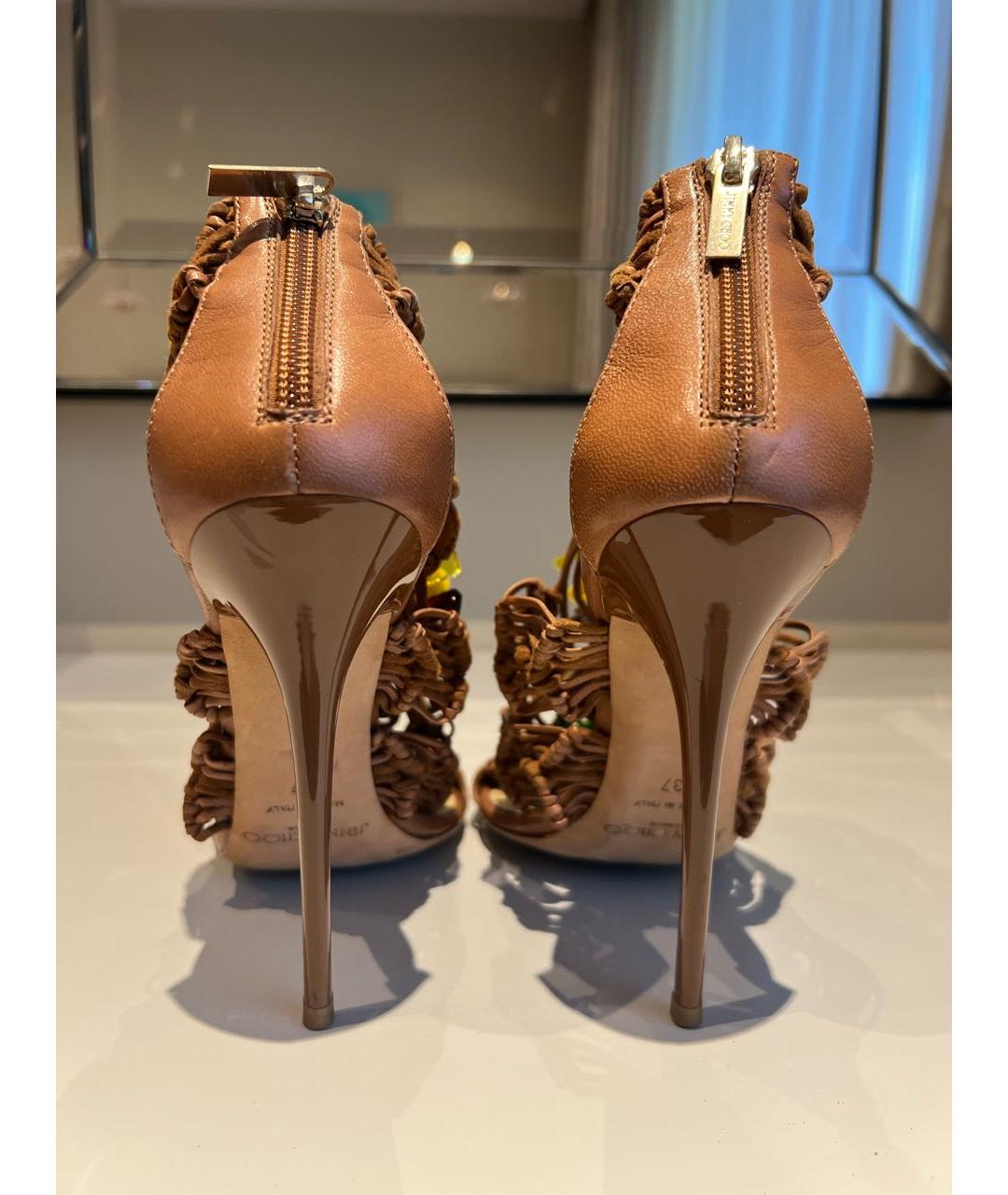 JIMMY CHOO Коричневые кожаные босоножки, фото 4